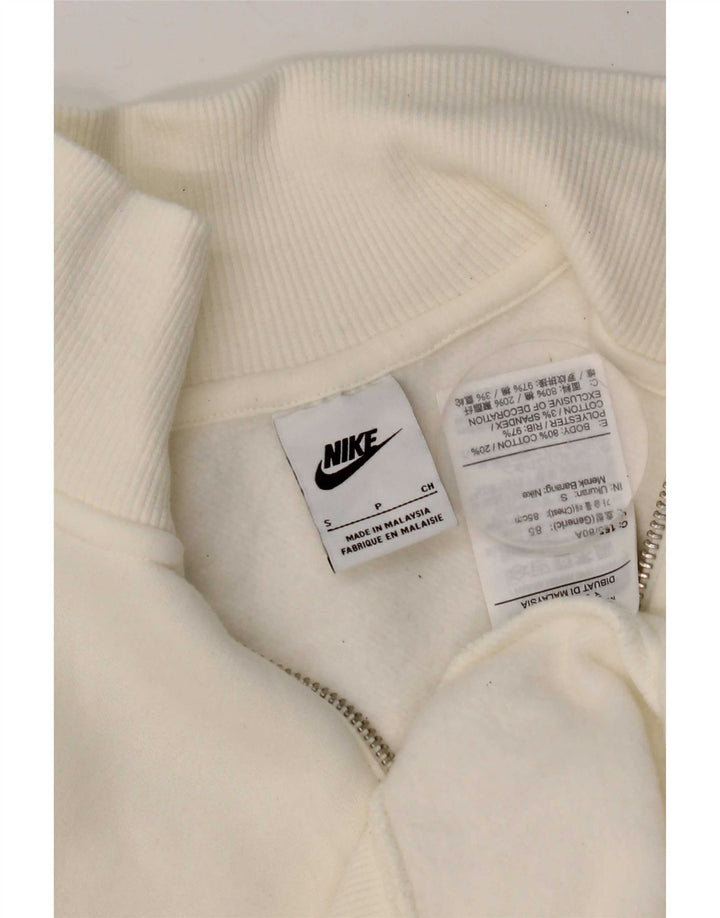 Nike Mujer Oversize Crop Zip Neck Sudadera Jumper UK 10 Small White