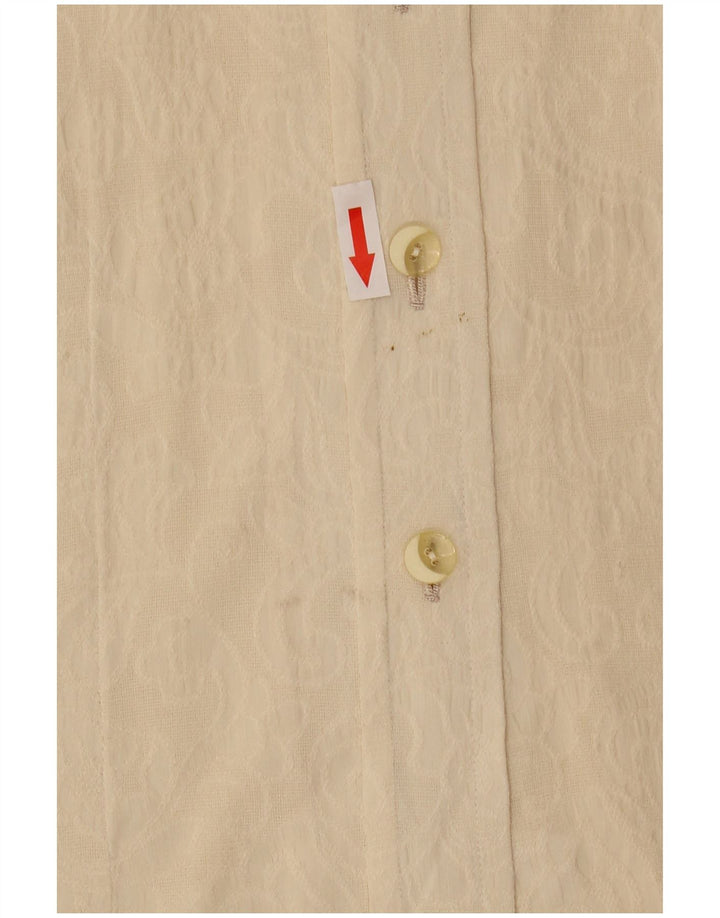 Vintage mujer ver a través de camisa blusa Reino Unido 14 Medio Beige
