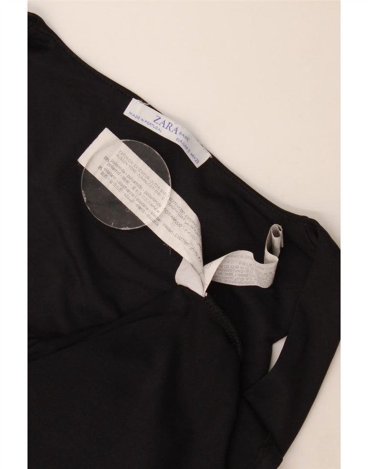 Zara Mujer Chaleco Top UK 8 Small Poliamida Negro
