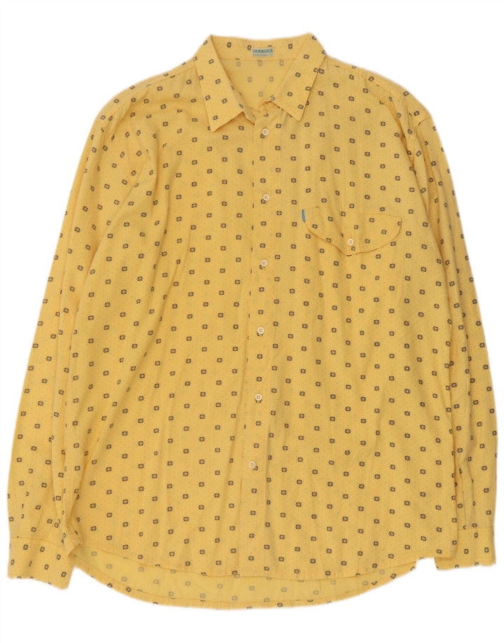 Camisa Carrera Hombre Grande Algodón Manchado Amarillo