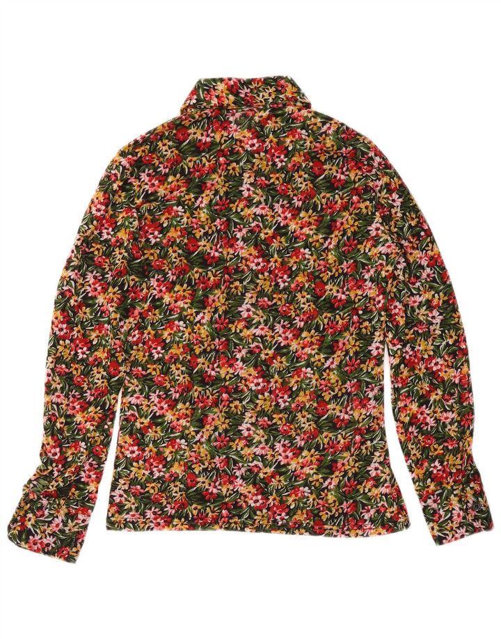 VINTAGE Blusa camisa mujer Reino Unido 10 Pequeño Multicolor Floral