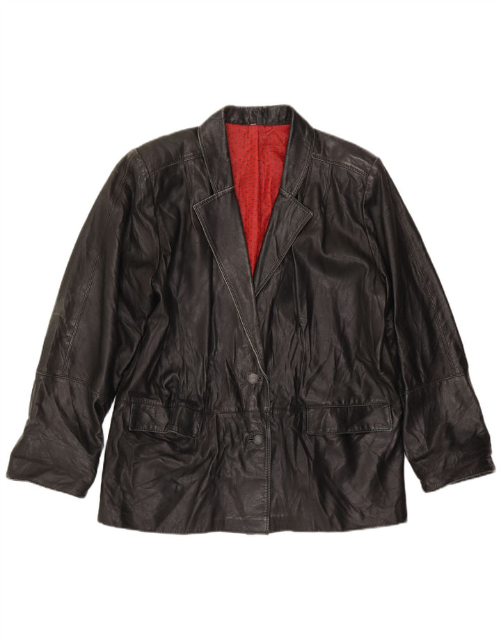 Chaqueta de cuero vintage para mujer IT 50 XL cuero negro