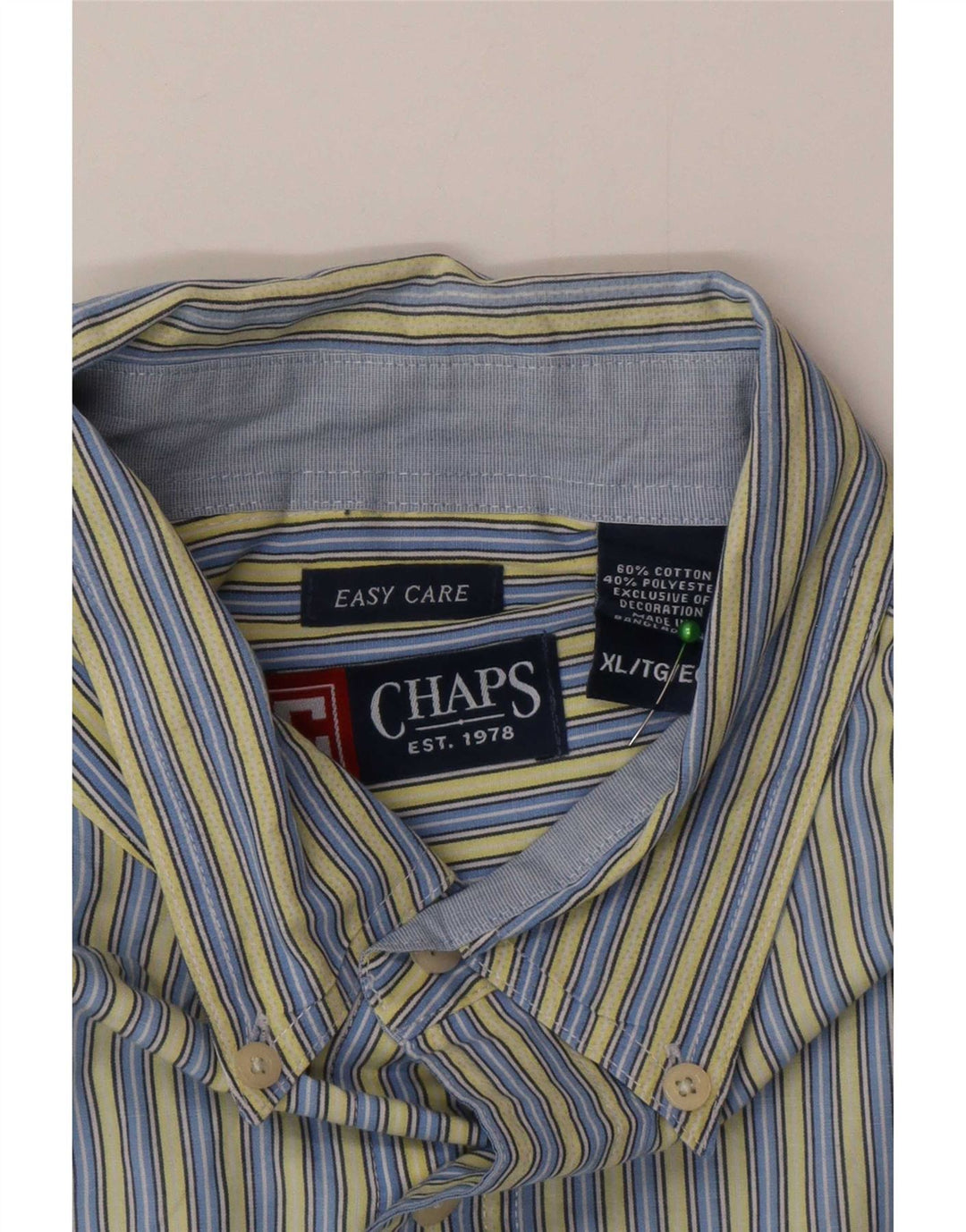 Chaps Camisa Hombre XL Azul Rayas Algodón Clásico