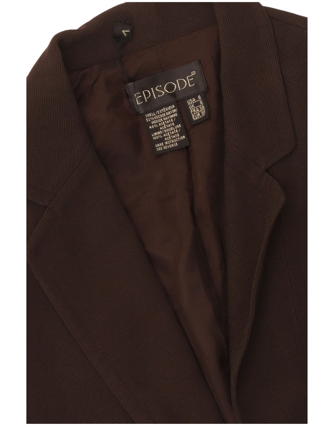 Episodio Chaqueta tipo blazer con 1 botón para mujer UK 8 Small Viscosa marrón