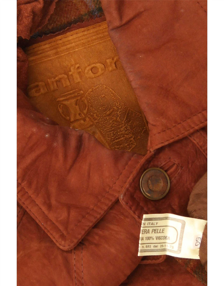 Anfor Abrigo de gamuza para hombre IT 50 Cuero marrón grande