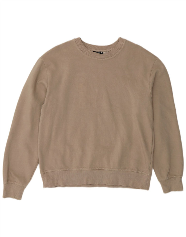 Zara Mujer Sudadera Oversize Jersey UK 10 Small Beige Algodón