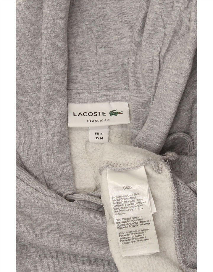 Lacoste Sudadera con capucha gráfica para hombre Talla 4 Bloque de color gris medio