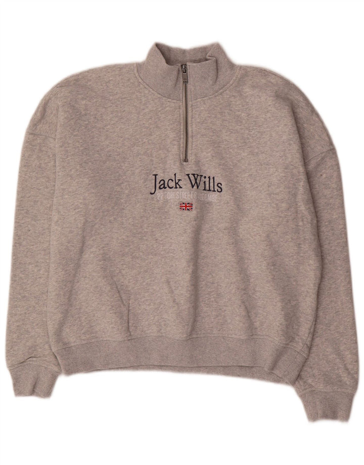 Jack Wills Sudadera con gráfico extragrande para mujer, talla 10, color gris