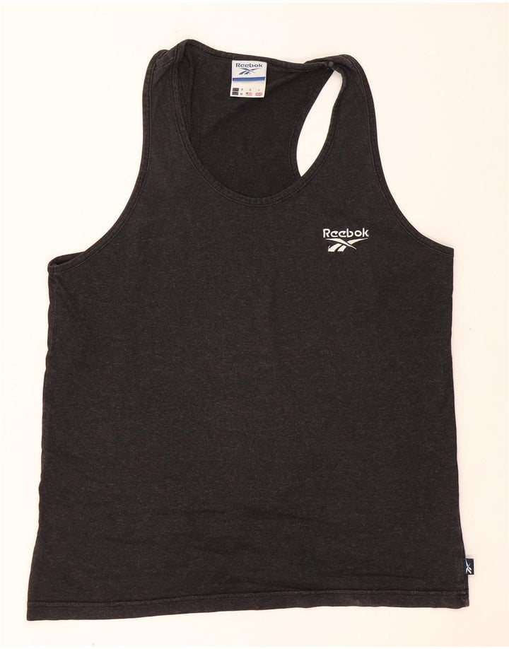 REEBOK Hombre Chaleco Top Pequeño Gris Algodón