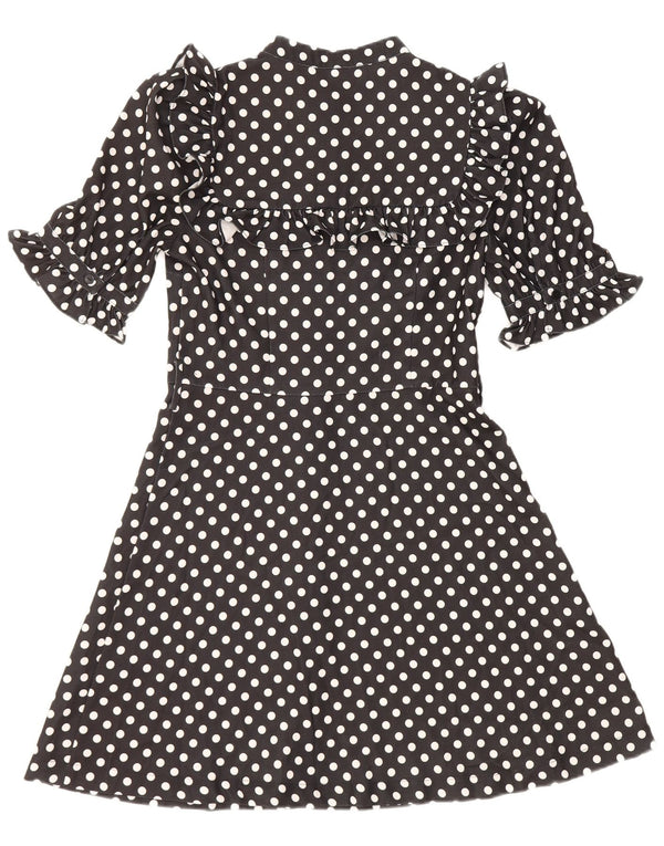Oasis Vestido Camisero De Manga Corta Para Mujer UK 40 Small Black Polka Dot