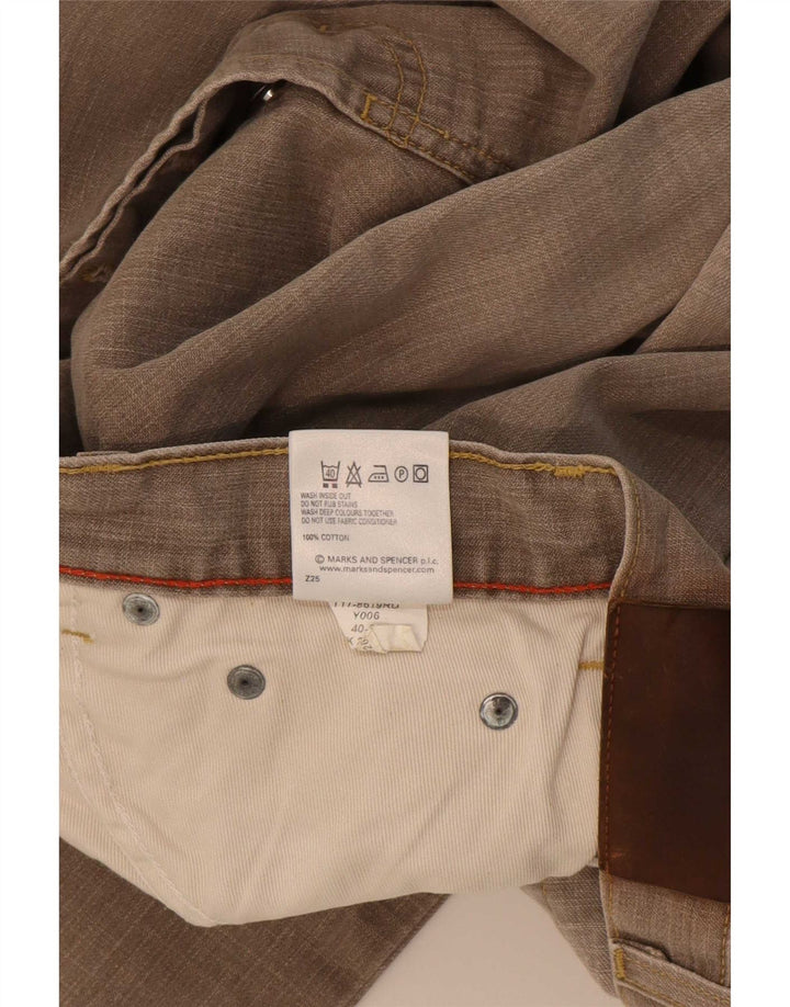 Marks & Spencer Vaqueros rectos para hombre W40 L33 Algodón caqui