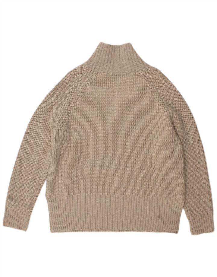Zara Mujer Oversize Cuello Alto Jersey Jersey UK 10 Small Beige Lana