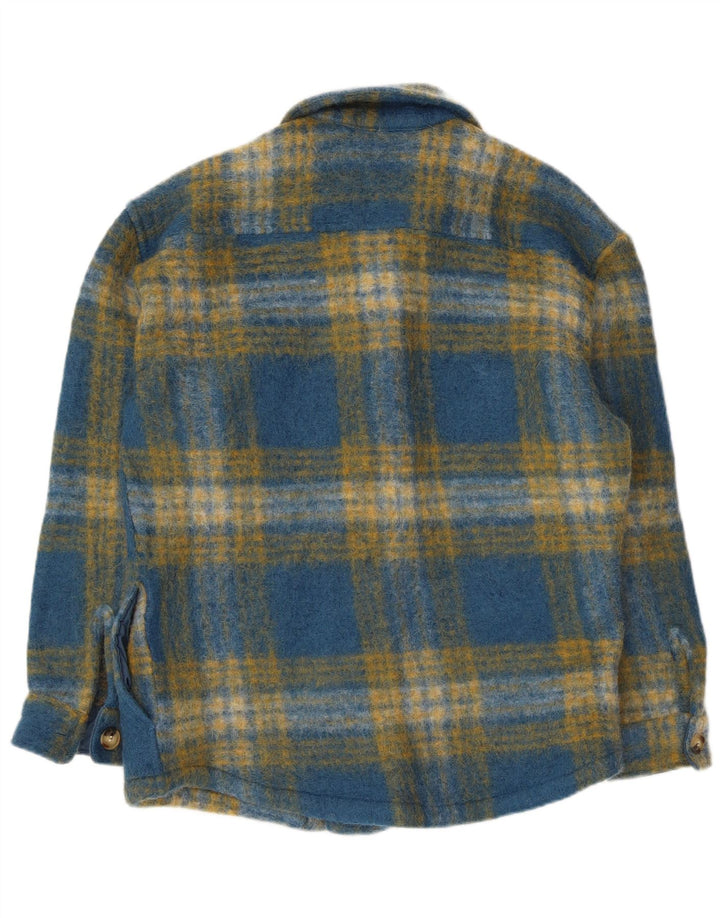 Zara Hombre Camisa Sobrecamisa De Franela Grande A Cuadros Azules