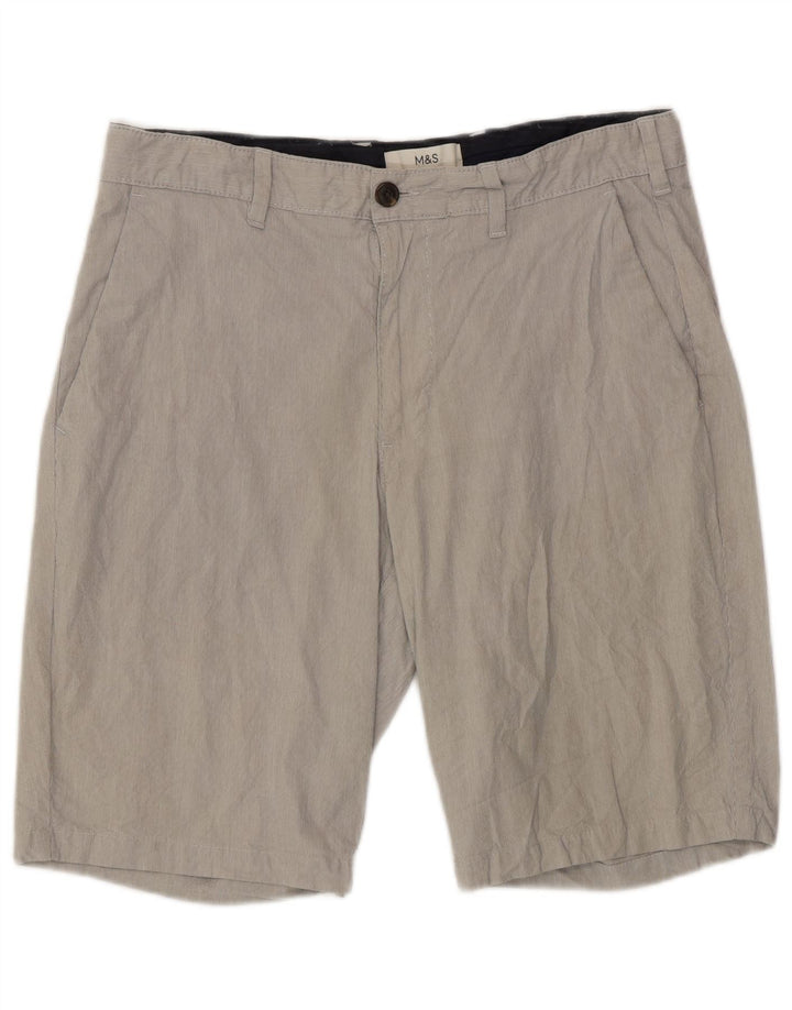 Marks & Spencer Pantalones cortos chinos para hombre W32 Algodón a rayas gris medio