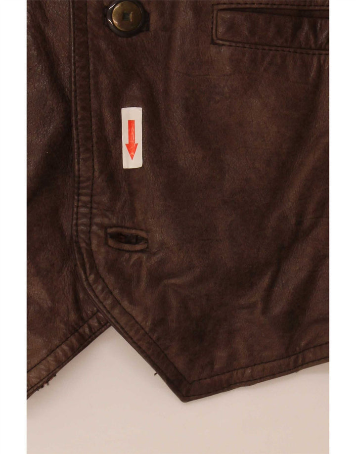 Chaleco de cuero vintage para hombre IT 58 2XL Marrón