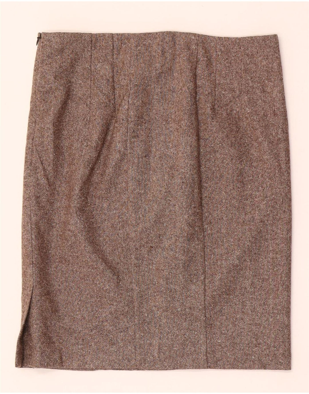 Benetton Falda Mini Recta IT 42 Medium W28 Lana Moteada Marrón