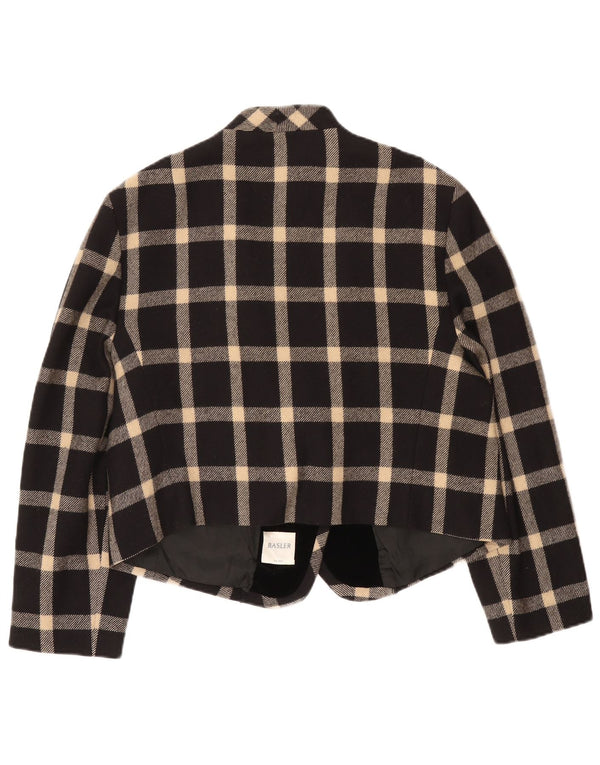 Basler Chaqueta tipo blazer con 1 botón para mujer UK 40 XL Lana a cuadros negra