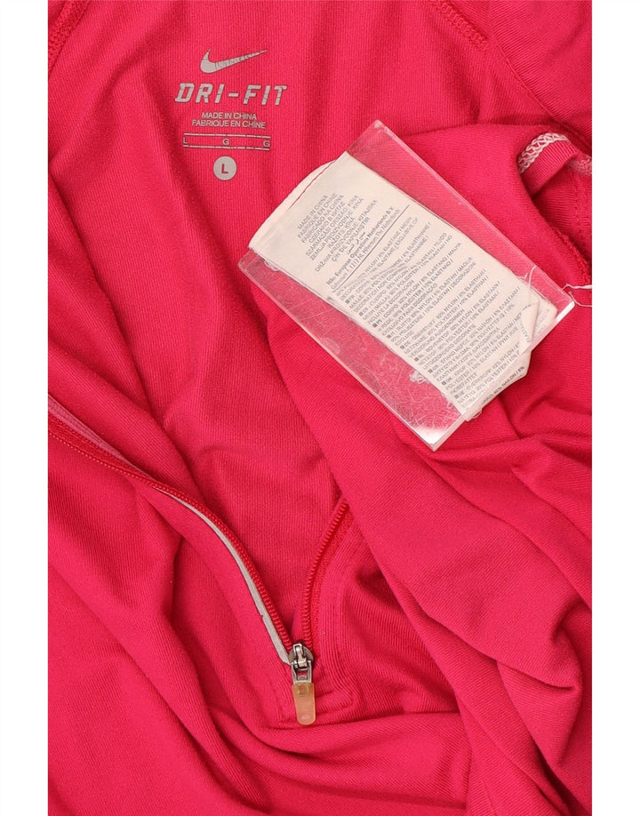 Nike Dri Fit - Chándal con cremallera y cuello para mujer, talla grande, nailon rosa