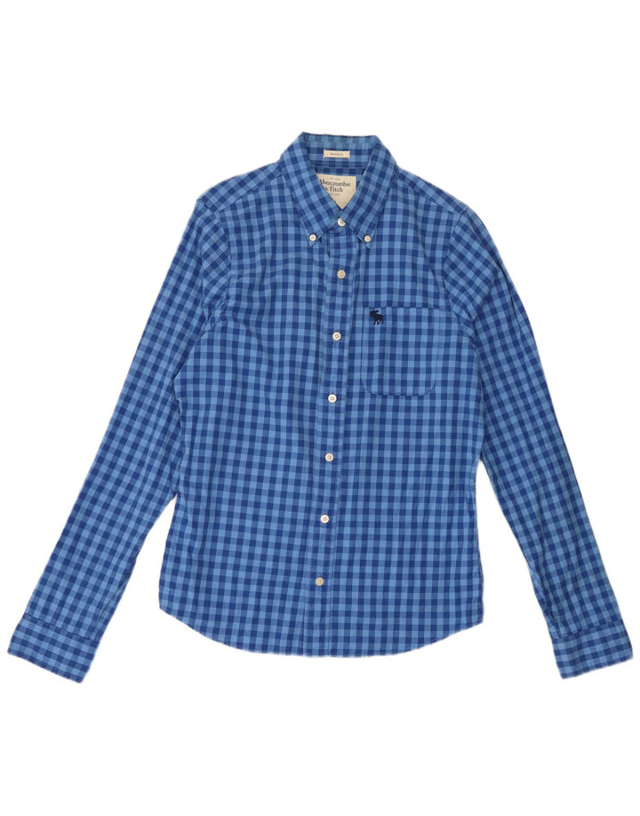 Abercrombie & Fitch Camisa De Cuadros De Algodón Azul Medio A Cuadros