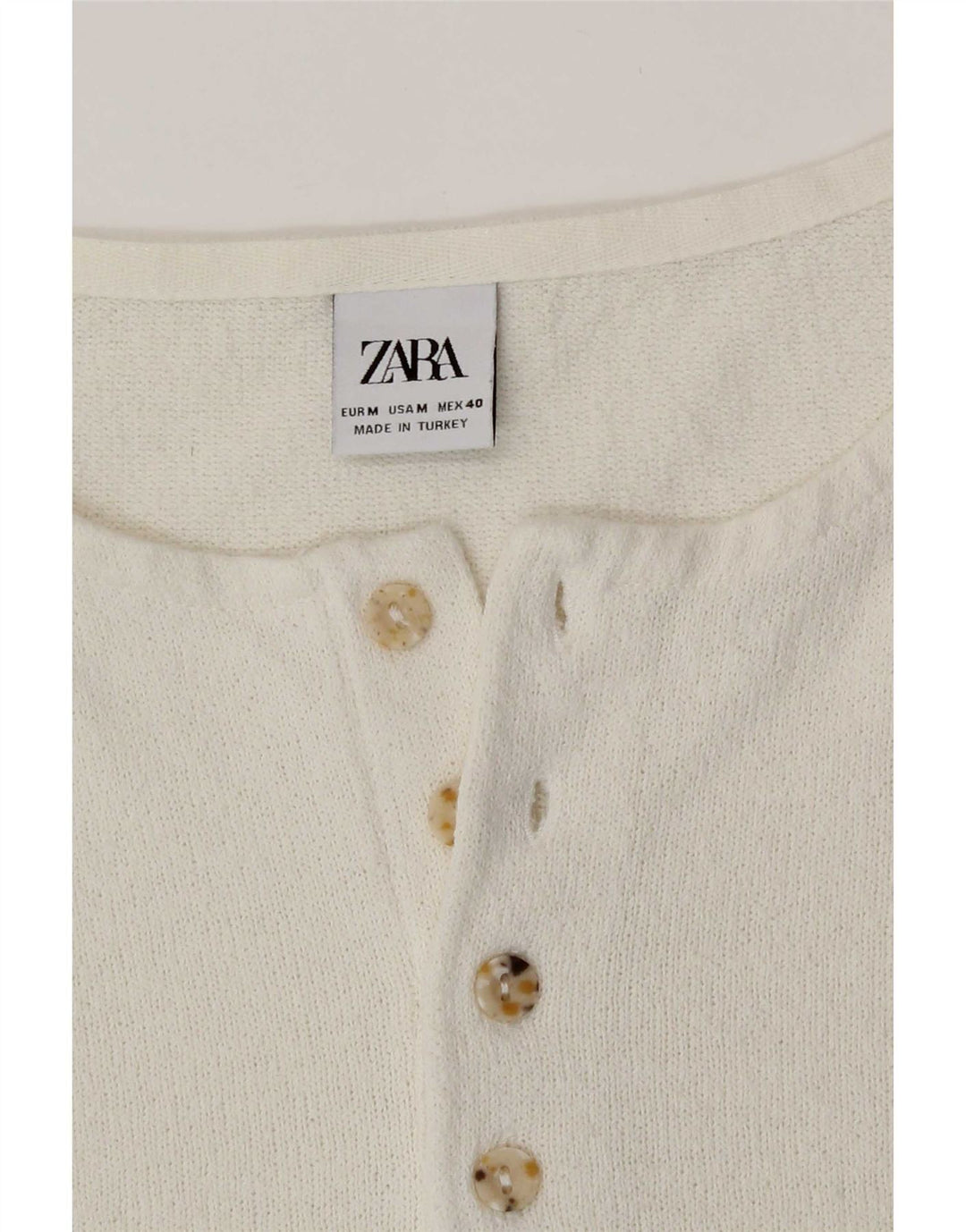 Zara Hombre Camiseta Top Medium Blanco