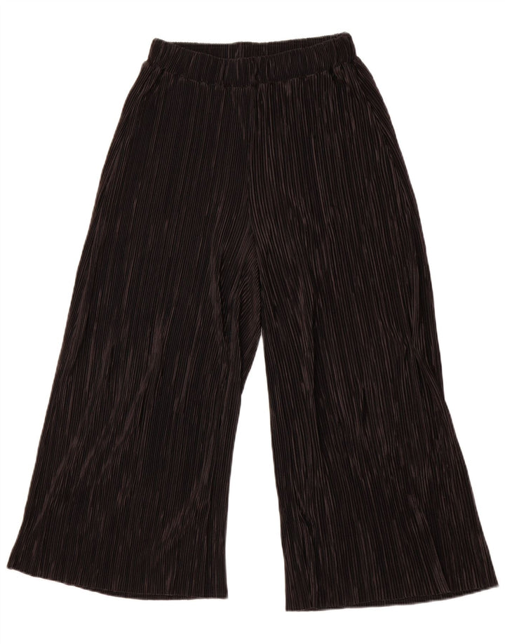 ZARA Mujer Pantalón Capri Pierna Ancha XS W24 L23 Negro Poliéster