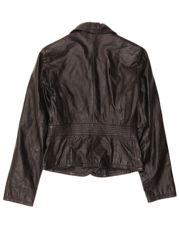 Sisley Chaqueta tipo blazer de cuero con 2 botones para mujer IT 40 Small Black