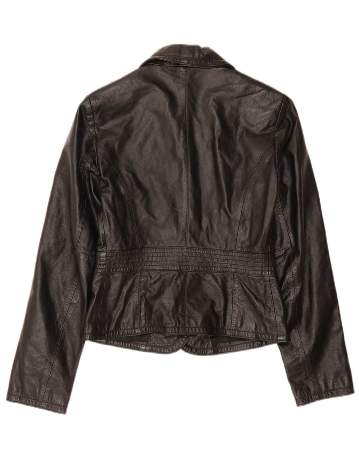 Sisley Chaqueta tipo blazer de cuero con 2 botones para mujer IT 40 Small Black