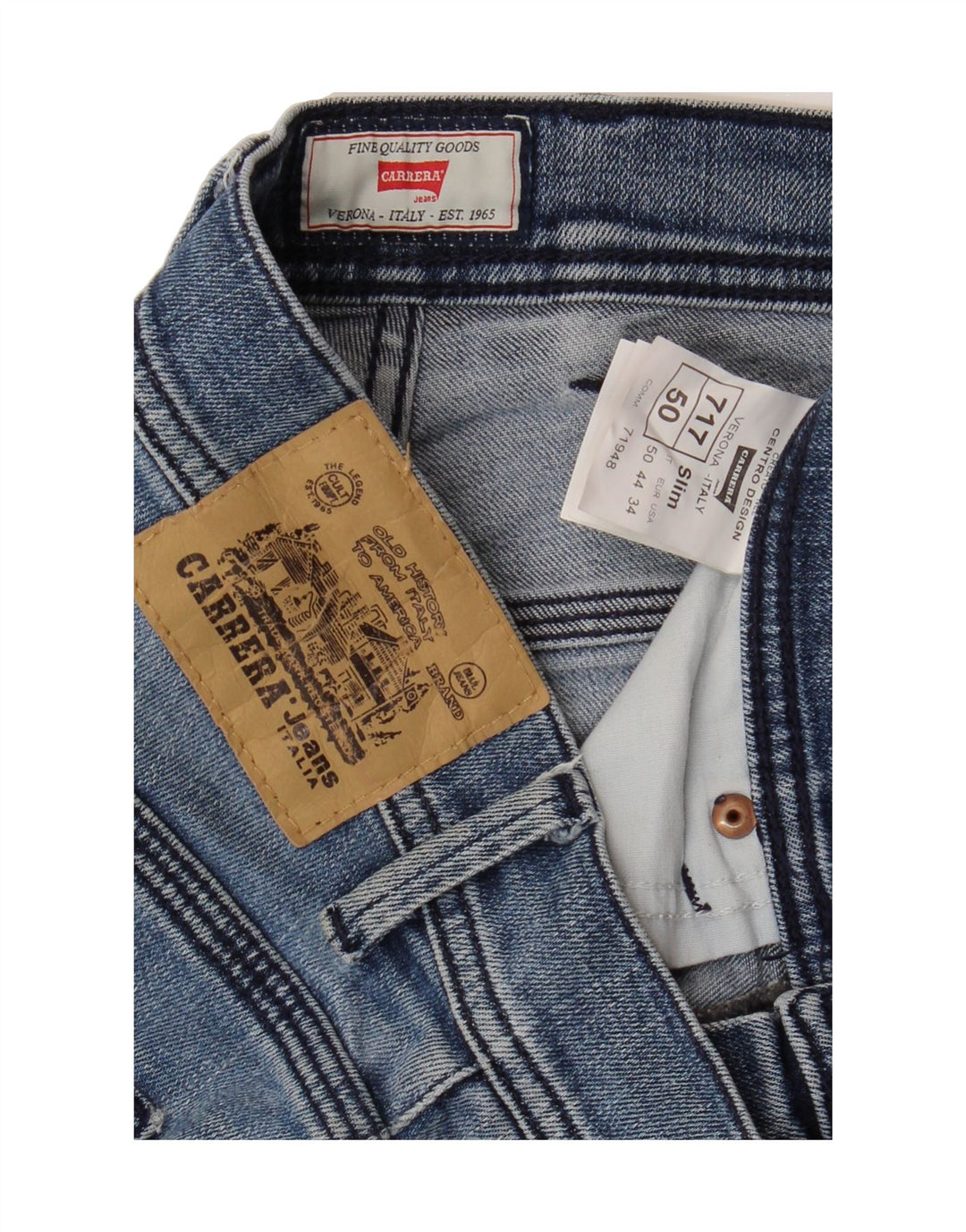 CARRERA Mens Slim Jeans IT 50 Large W36 L31 Blue Cotton Vintage Carrera and Second-Hand Carrera from Messina Hembry 