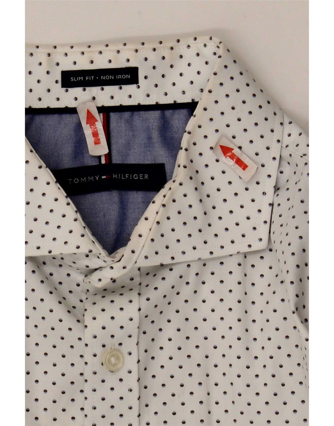 Tommy Hilfiger Camisa Slim Fit para Hombre Talla 16 Grande Blanco Manchado