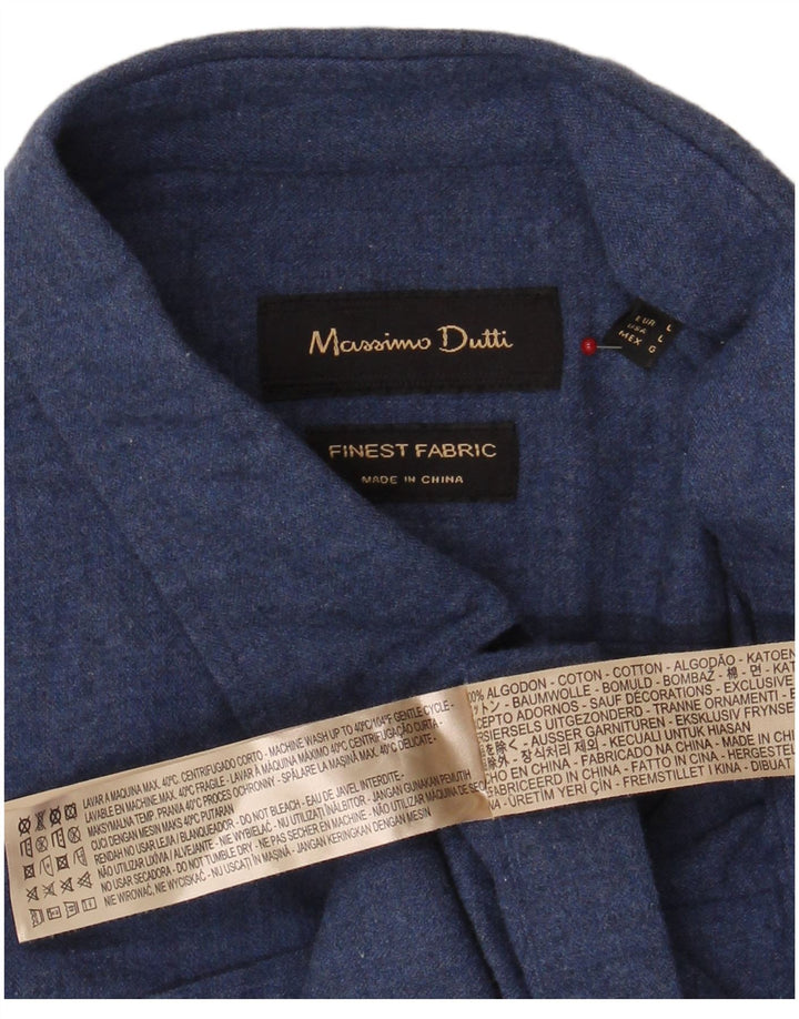 Camisa Massimo Dutti Hombre Large Azul Marino Algodón