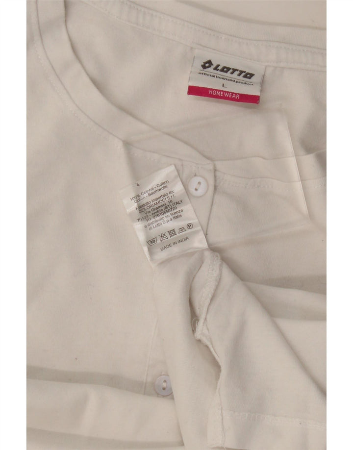 Lotto Top Mujer Manga Larga UK 46 Grande Algodón Blanco