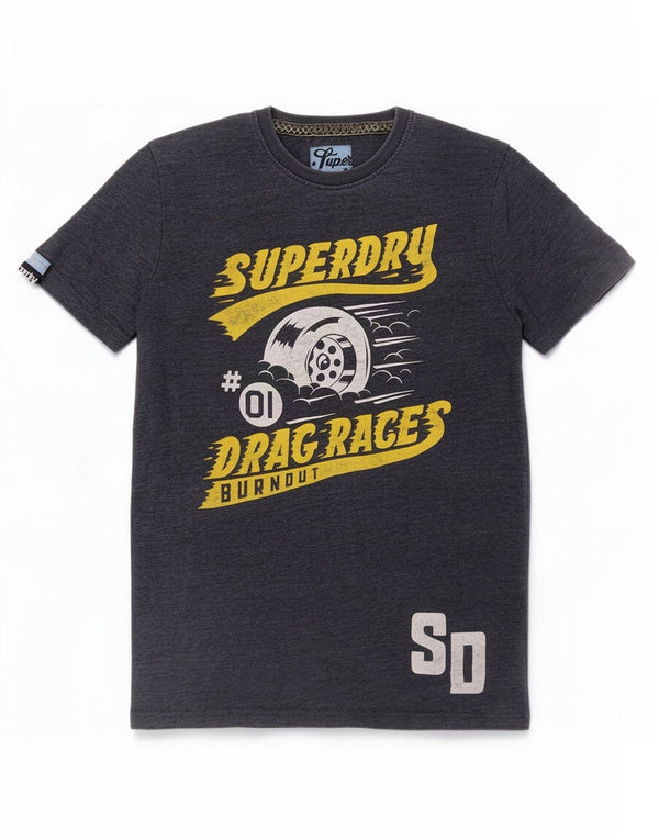 Superdry Camiseta con gráfico gráfico para hombre, parte superior mediana de algodón azul marino