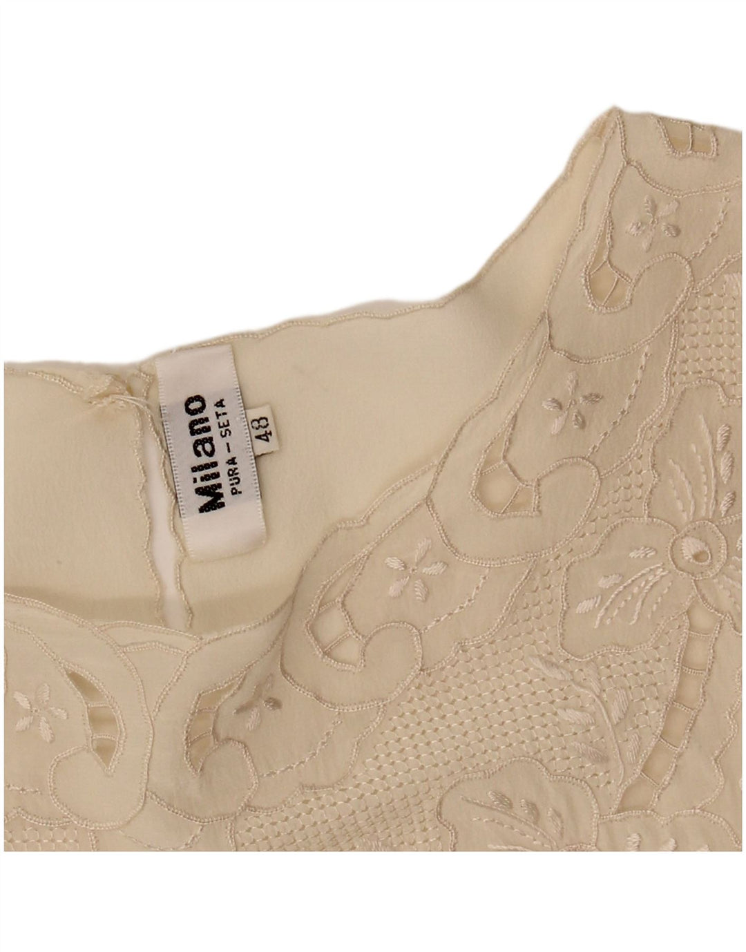Blusa vintage para mujer Top IT 48 XL de seda blanca