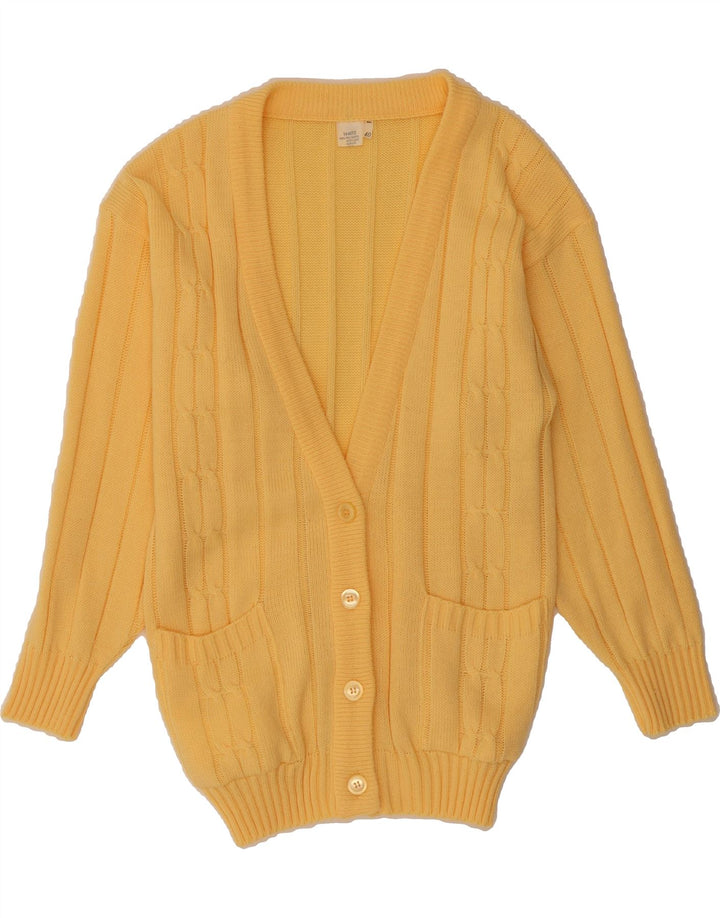 VINTAGE Womens Longline Cardigan Sweater EU 40 Medium Yellow Acrylic Vintage Vintage and Second-Hand Vintage from Messina Hembry 