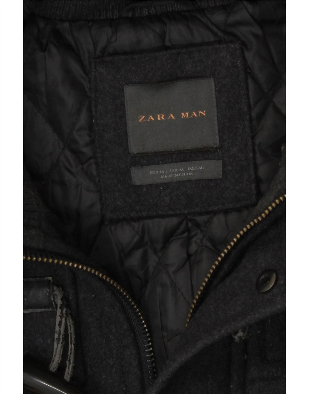 Zara - Chaqueta de lona con capucha para hombre, talla 38, color gris medio