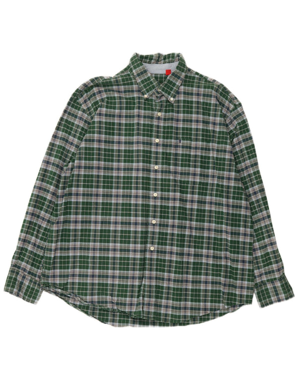 IZOD Camisa Hombre XL Algodón Cuadros Verdes