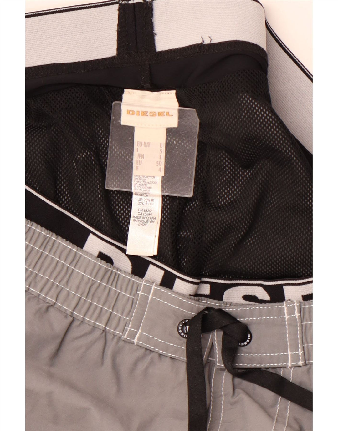 DIESEL Bañador con estampado gráfico para hombre, tamaño grande, algodón gris