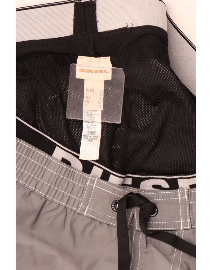 DIESEL Bañador con estampado gráfico para hombre, tamaño grande, algodón gris