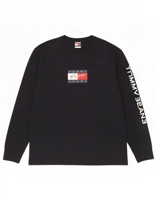 Tommy Hilfiger Mens Graphic Top Manga Larga 2XL Azul Marino Algodón
