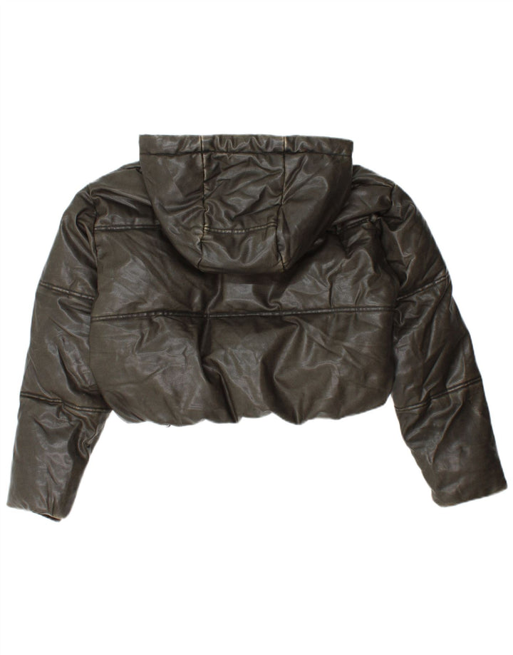 ZARA Chaqueta Acolchada Corta Con Capucha De Gran Tamaño Para Mujer UK 10 Small Khaki