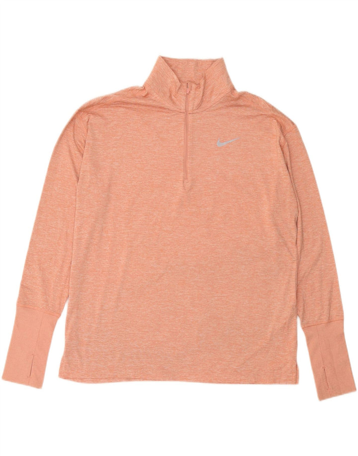 NIKE Mujer Dri Fit Jersey Chándal Top UK 40 Grande Rosa Moteado