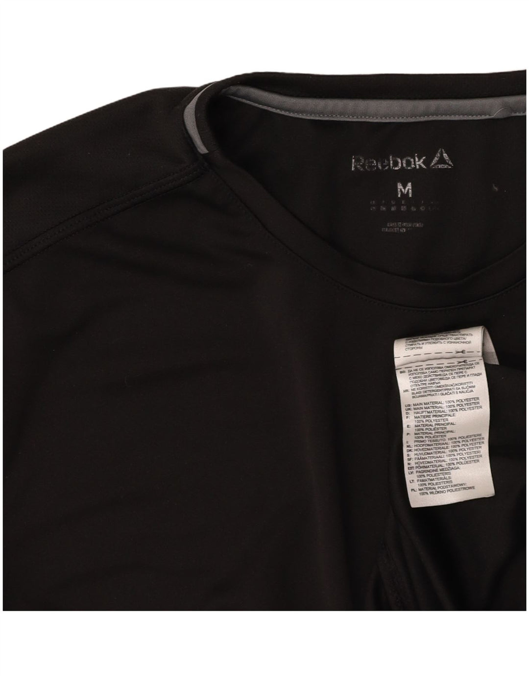 REEBOK Camiseta para mujer Top UK 44 Mediano Negro Colorblock Poliéster