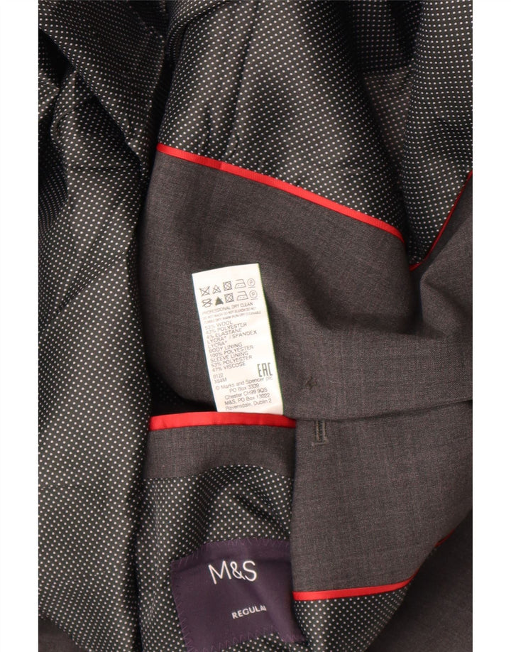 Marks & Spencer Chaqueta tipo blazer de 2 botones para hombre UK 44 XL Lana a cuadros gris