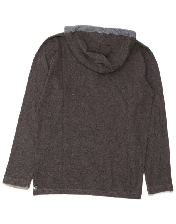 Tom Tailor Top gráfico con capucha y manga larga para hombre de algodón gris pequeño