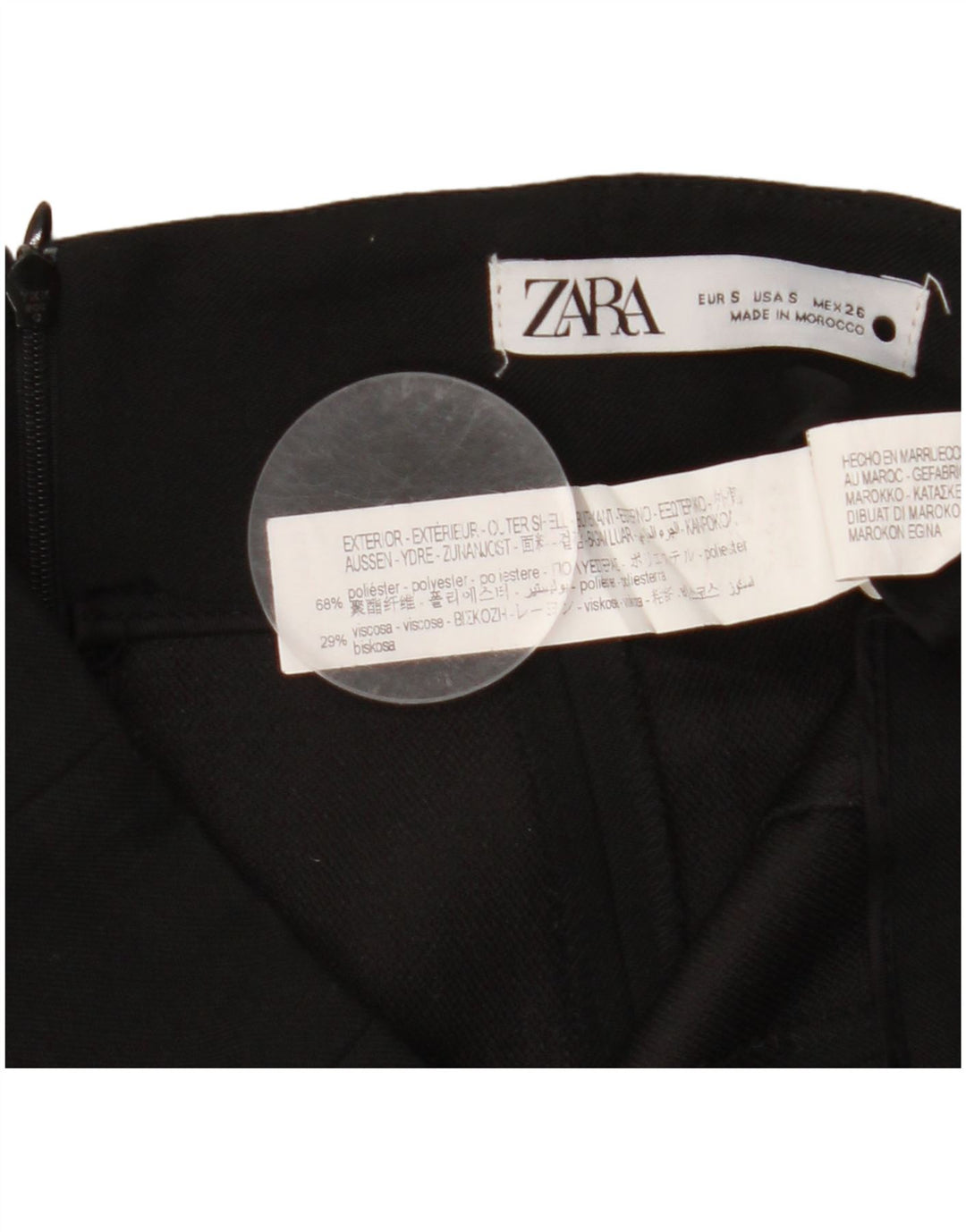 ZARA Mujer Mini Falda Small W26 Poliéster Negro