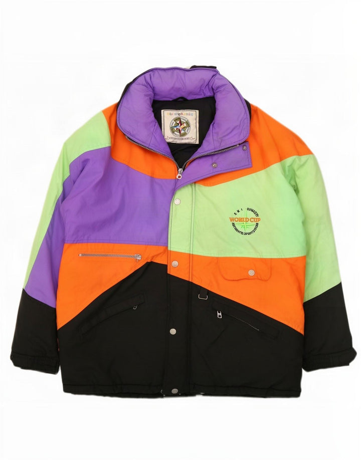 Vintage hombres suelta ajuste chaqueta de esquí Reino Unido 40 gran bloque de color multicolor