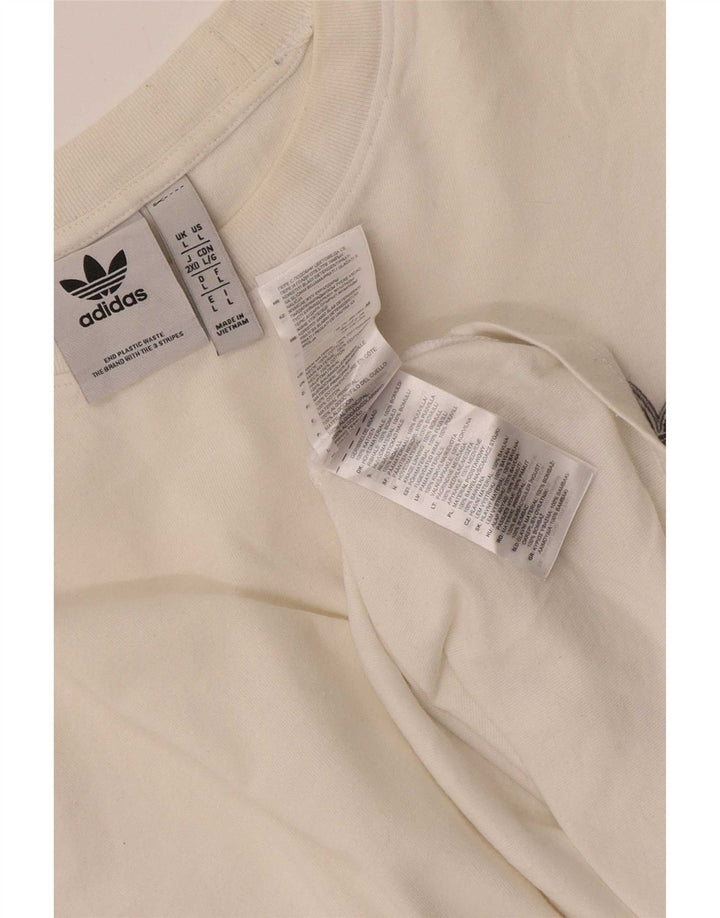 Adidas - Camiseta para hombre, talla grande, algodón blanco