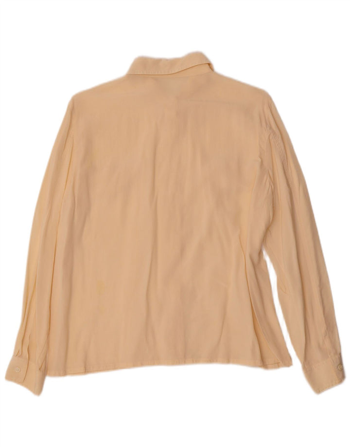 Vintage mujer camisa blusa Reino Unido 16 grande beige