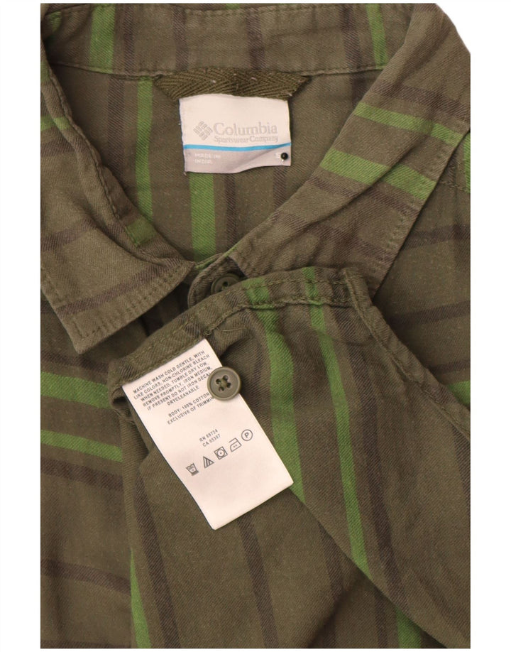 Columbia Camisa De Franela Para Hombre Algodón A Rayas Caqui Pequeña