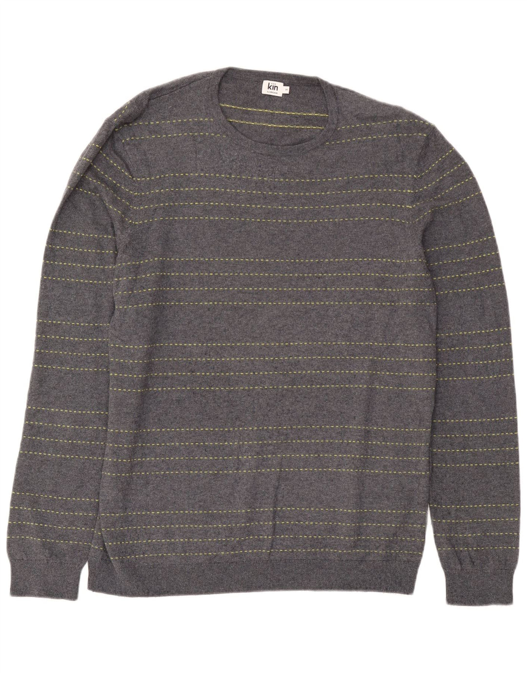 John Lewis Jersey de cuello redondo para hombre de algodón a rayas azul medio